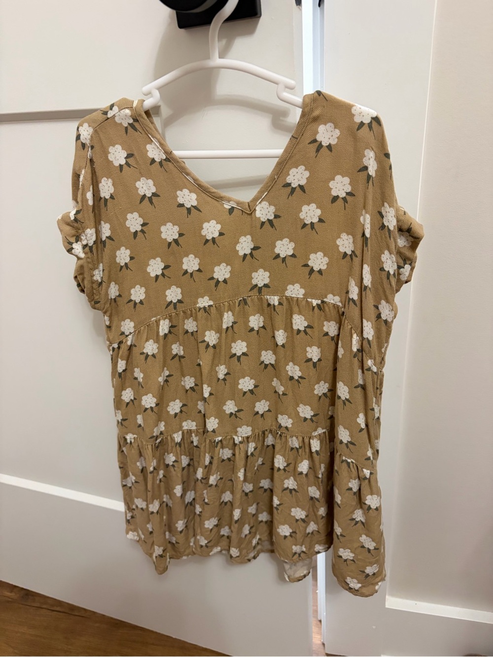 Rylee + Cru Mustard Floral V-Neck Tiered Dress